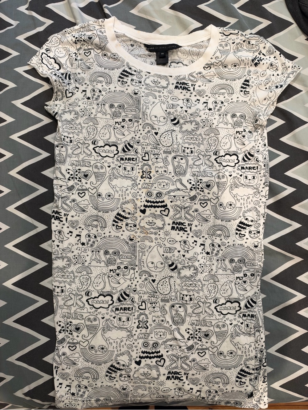 Marc by Marc Jacobs White Graphic Doodle Tee